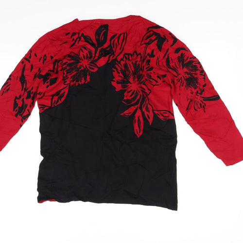 EWM Womens Red Floral  Pullover Jumper Size M