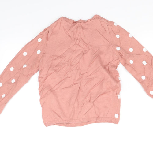 H&M Girls Pink   Pullover Jumper Size 6-7 Years  - poka dot
