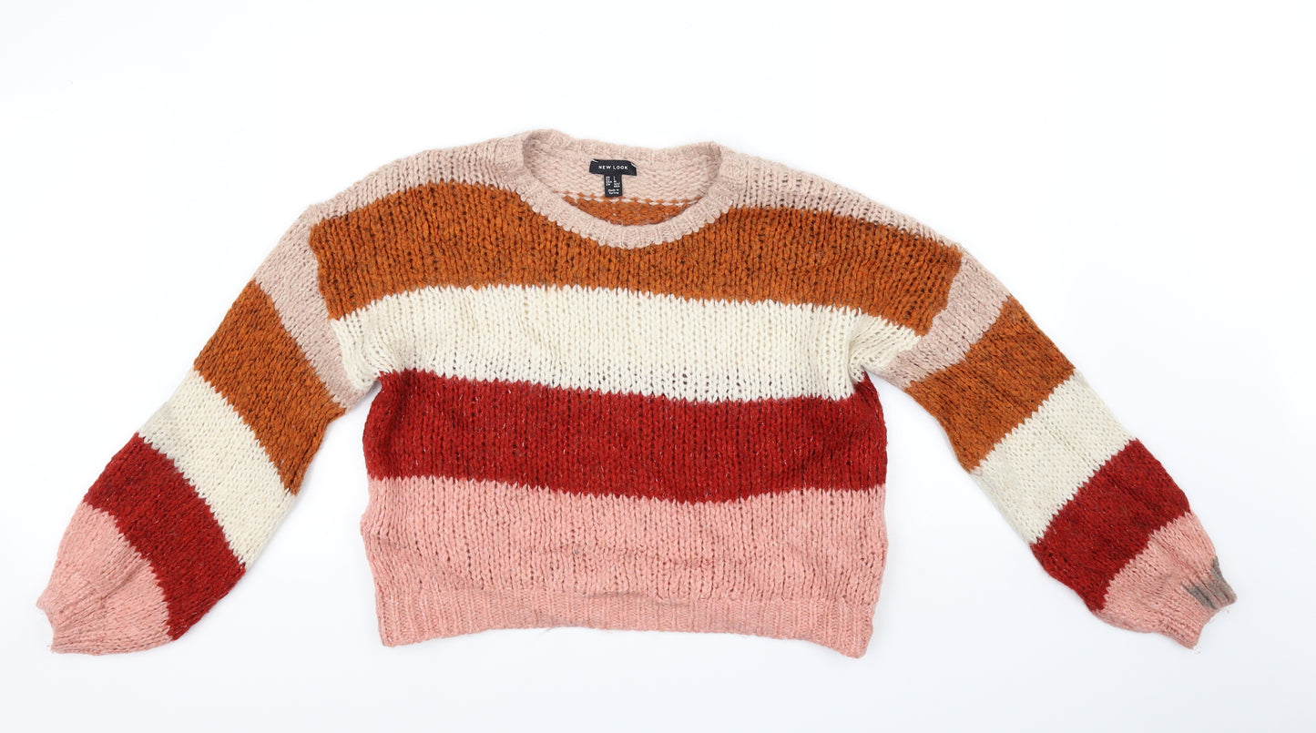 New Look Womens Beige Striped  Pullover Jumper Size L