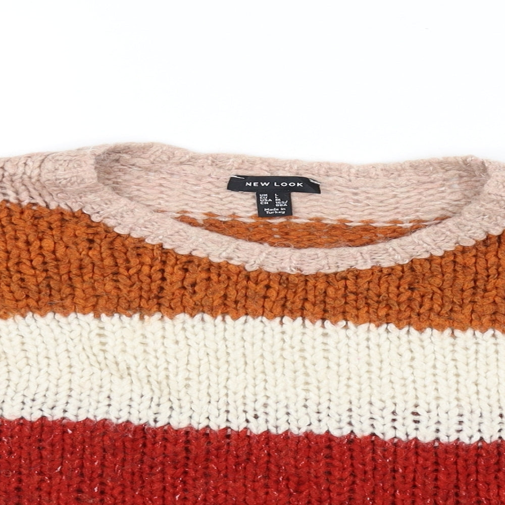 New Look Womens Beige Striped  Pullover Jumper Size L