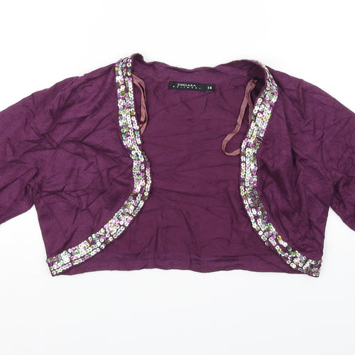 Zingara Womens Purple   Cardigan Jumper Size 14  - sequin