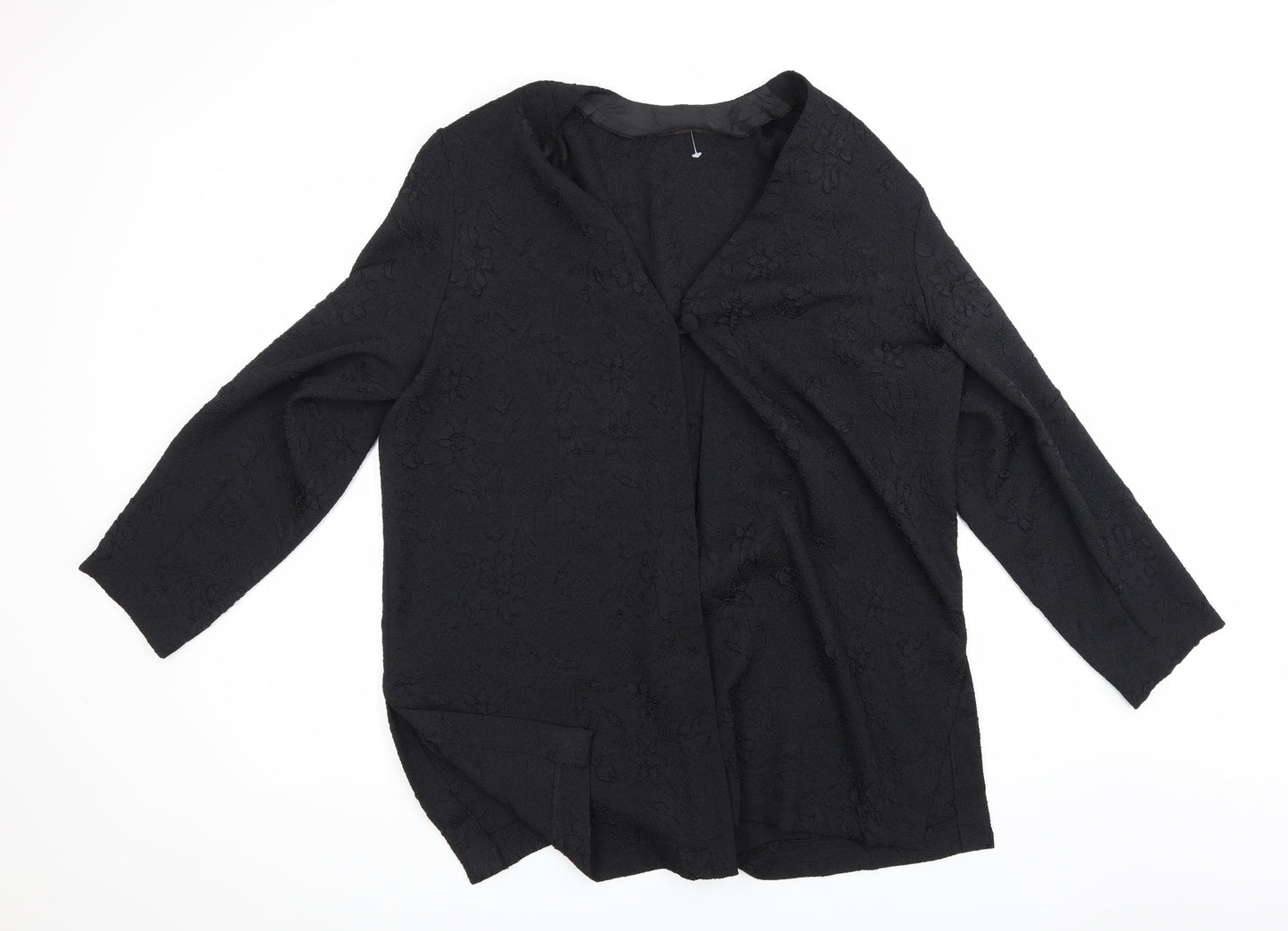 Preworn Womens Black Floral  Jacket Blazer Size L