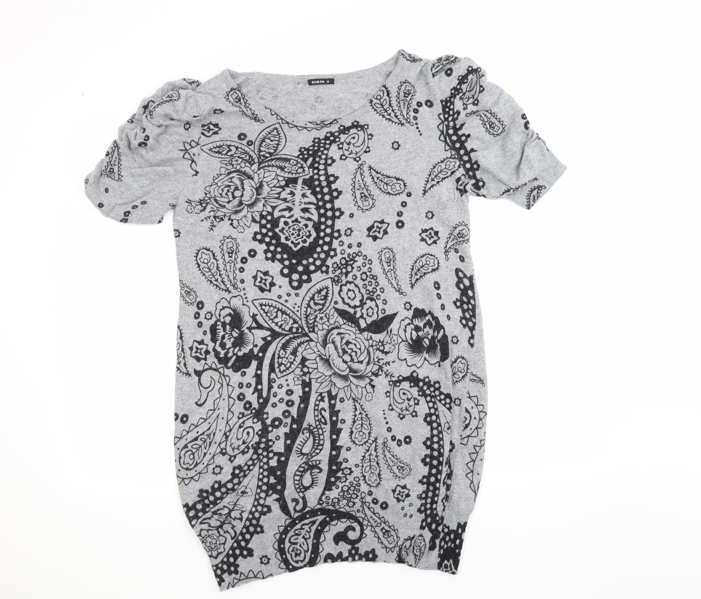 Rohan Womens Grey Floral Knit Jumper Dress  Size 16