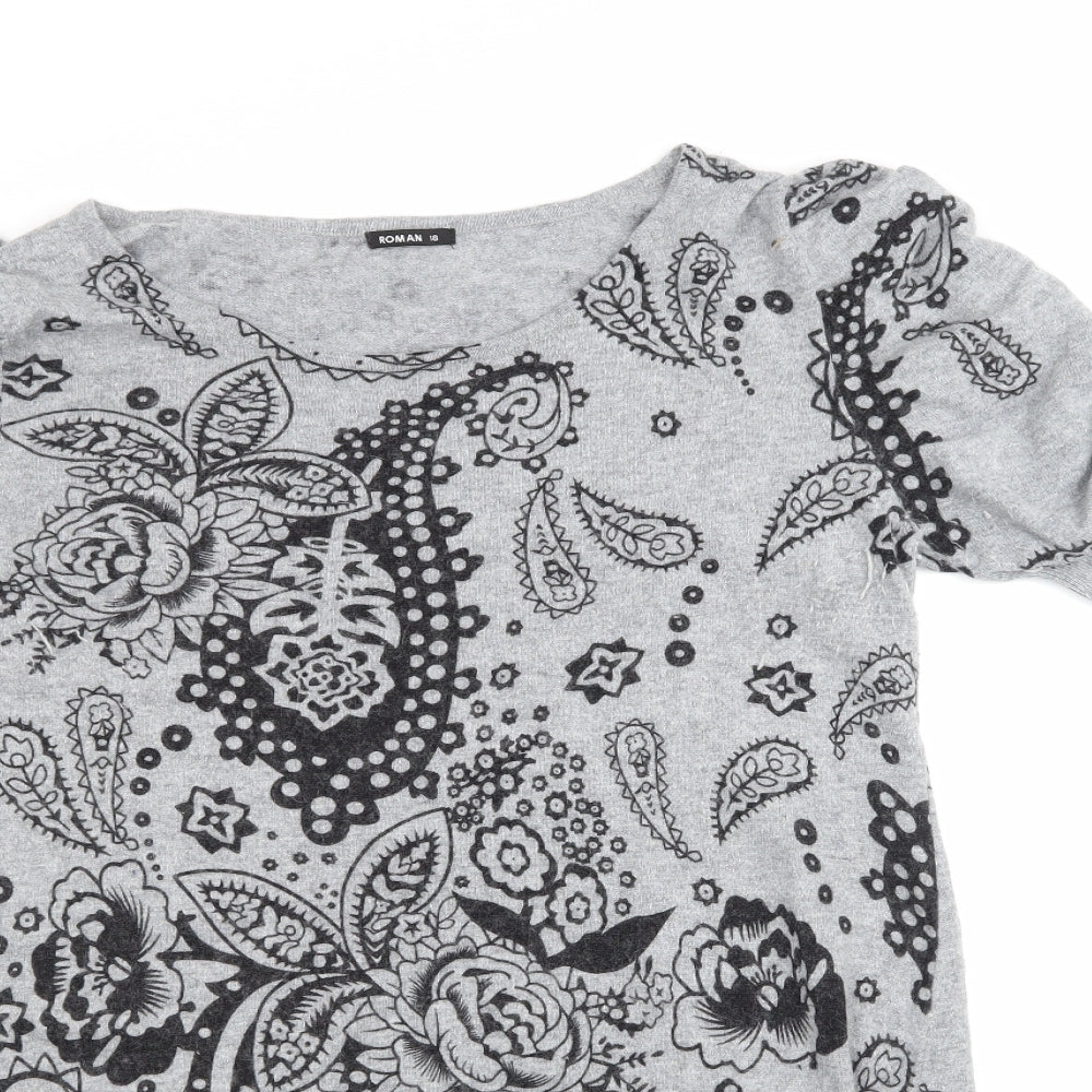 Rohan Womens Grey Floral Knit Jumper Dress  Size 16