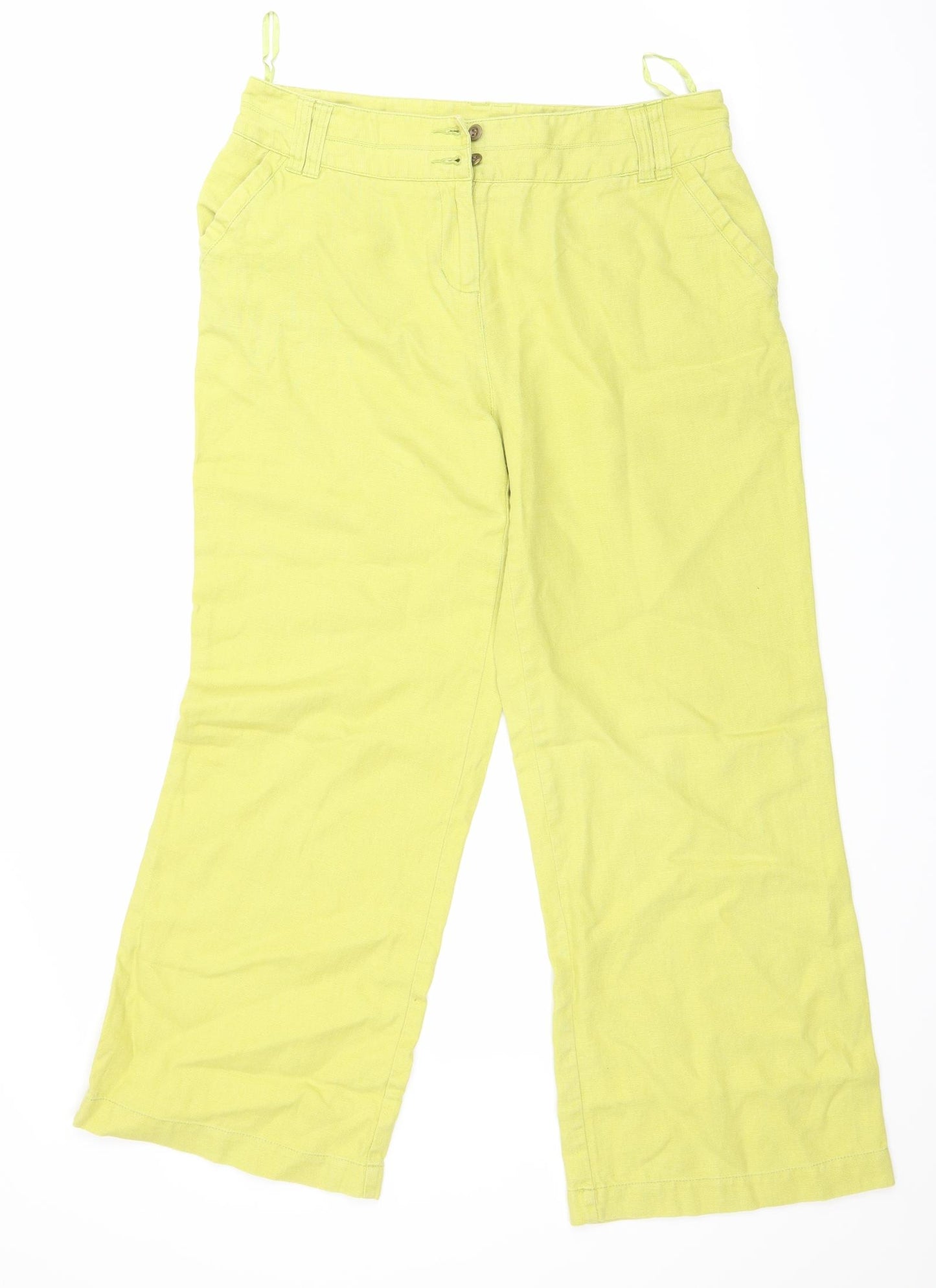 Per Una Womens Yellow   Capri Trousers Size 14 L26 in
