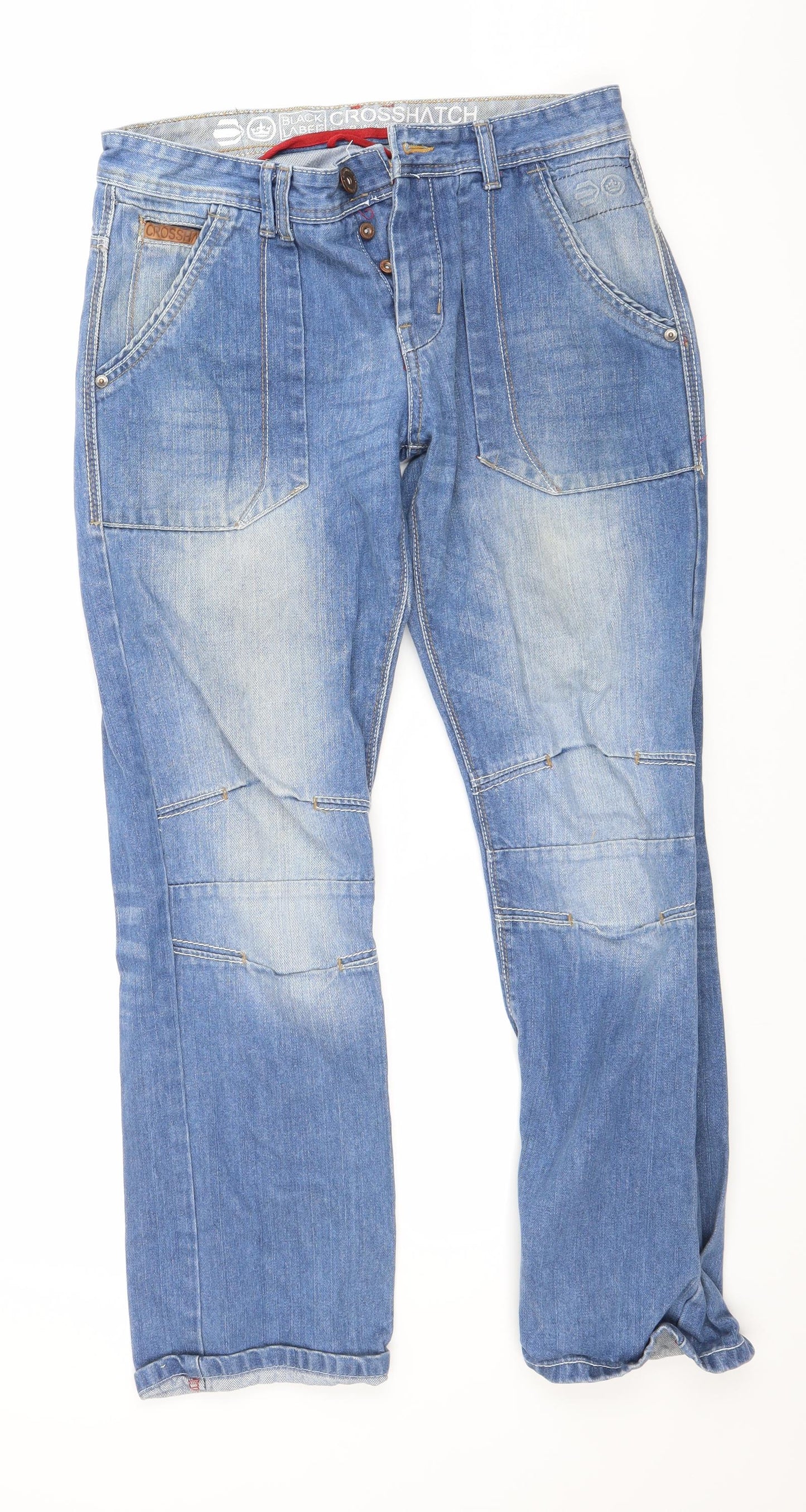 Crosshatch Mens Blue  Denim Straight Jeans Size 32 L28 in