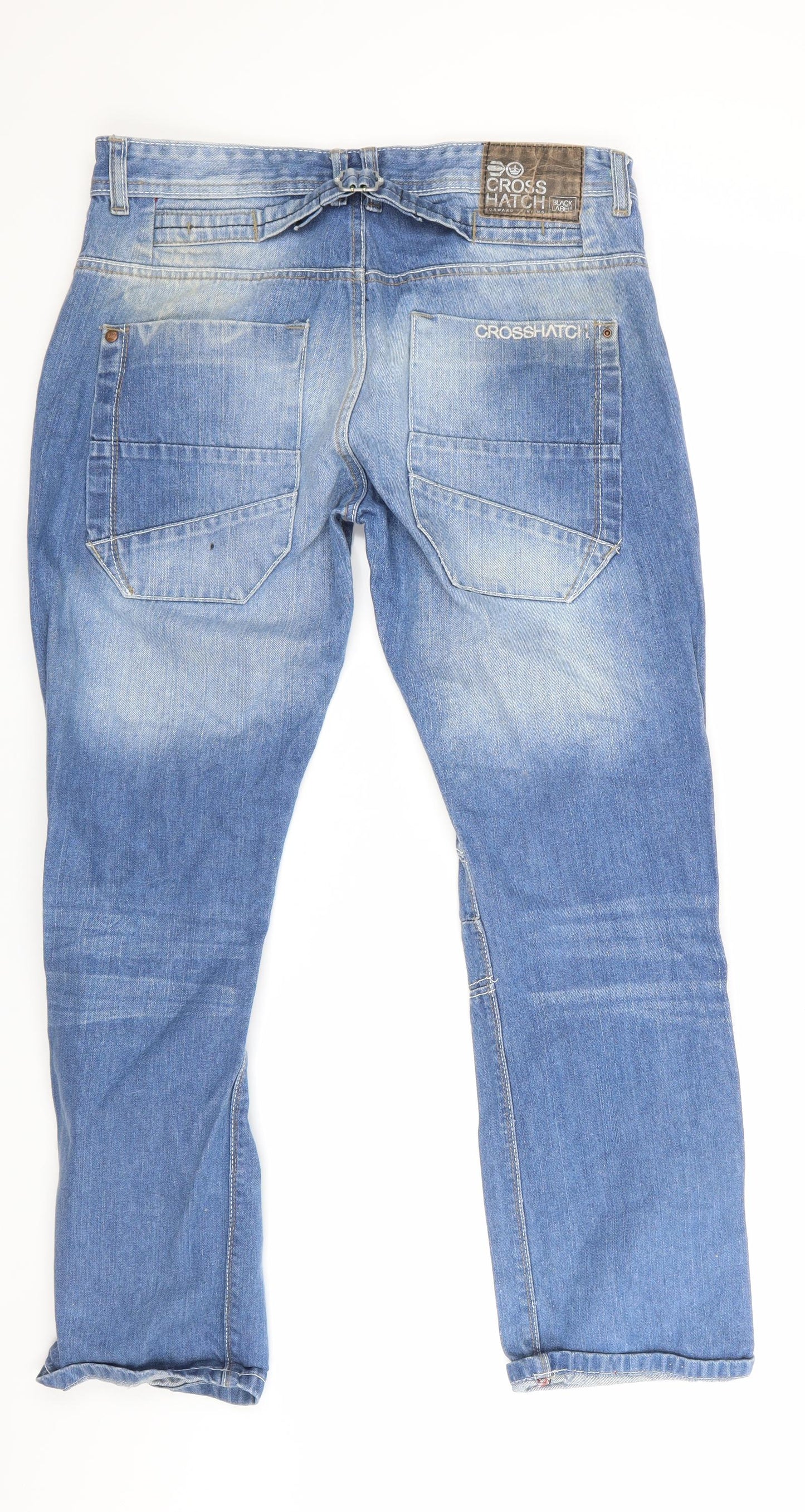 Crosshatch Mens Blue  Denim Straight Jeans Size 32 L28 in