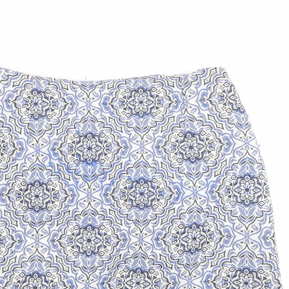New Look Womens Blue Floral  Mini Skirt Size 10