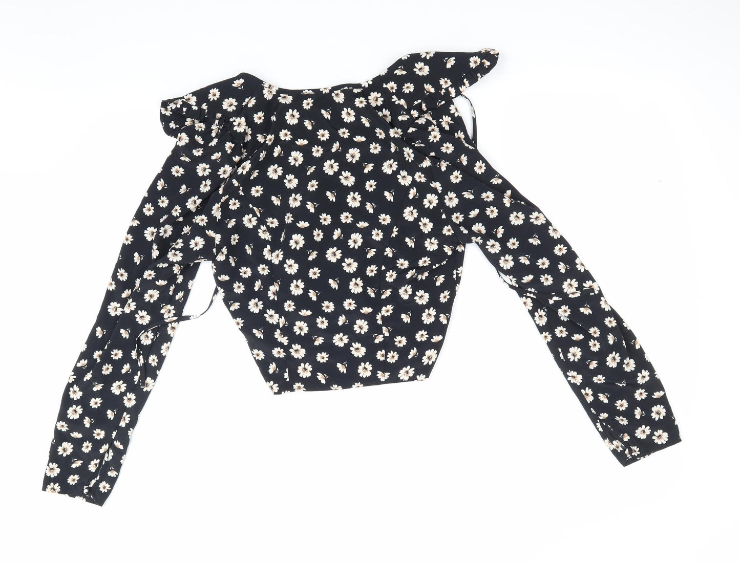George Womens Black Floral  Basic Blouse Size 6