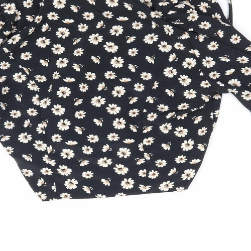 George Womens Black Floral  Basic Blouse Size 6