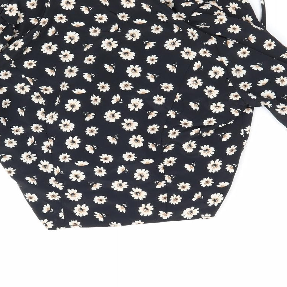 George Womens Black Floral  Basic Blouse Size 6