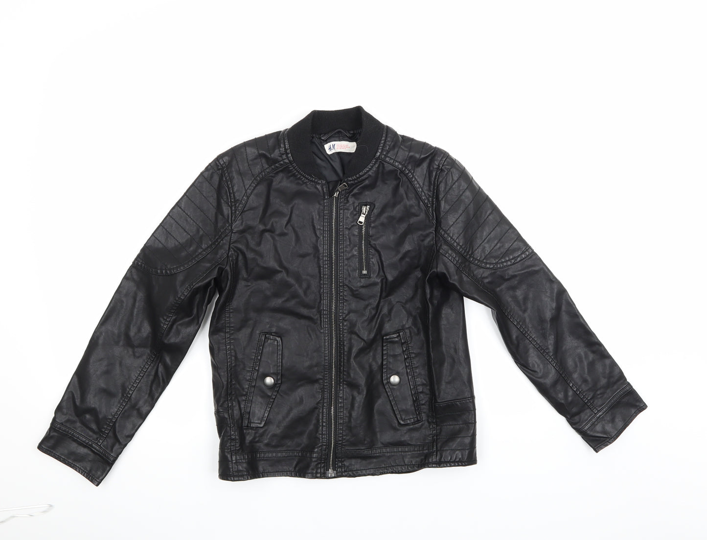 H&M Girls Black   Biker Coat Size 9-10 Years