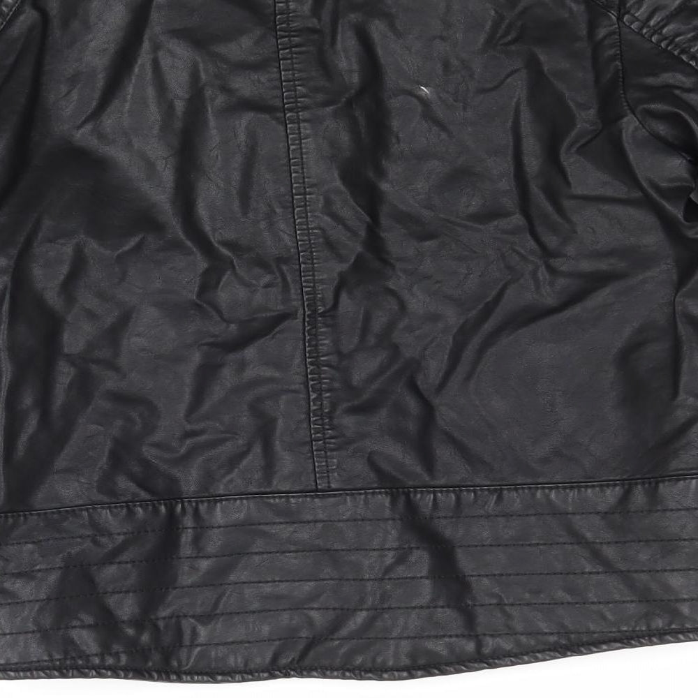 H&M Girls Black   Biker Coat Size 9-10 Years