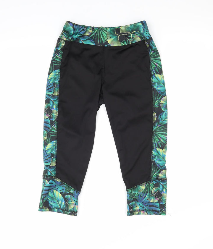 Active Womens Black Floral Athletic Shorts Size 10