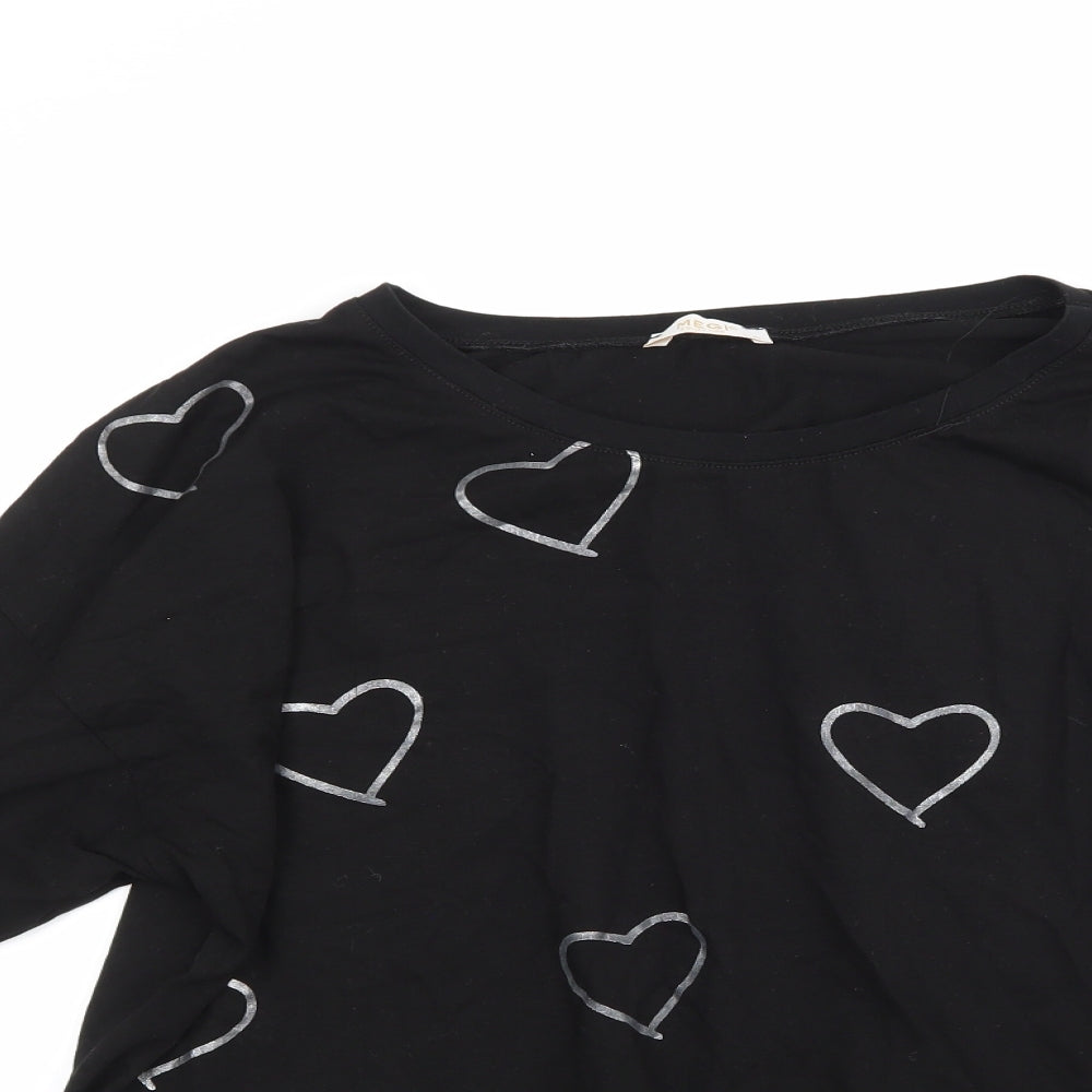 Megi Womens Black   Basic T-Shirt Size L
