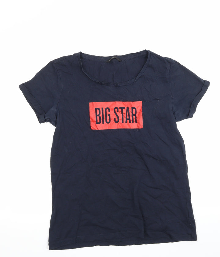 BIG STAR Womens Blue Basic T-Shirt Size L