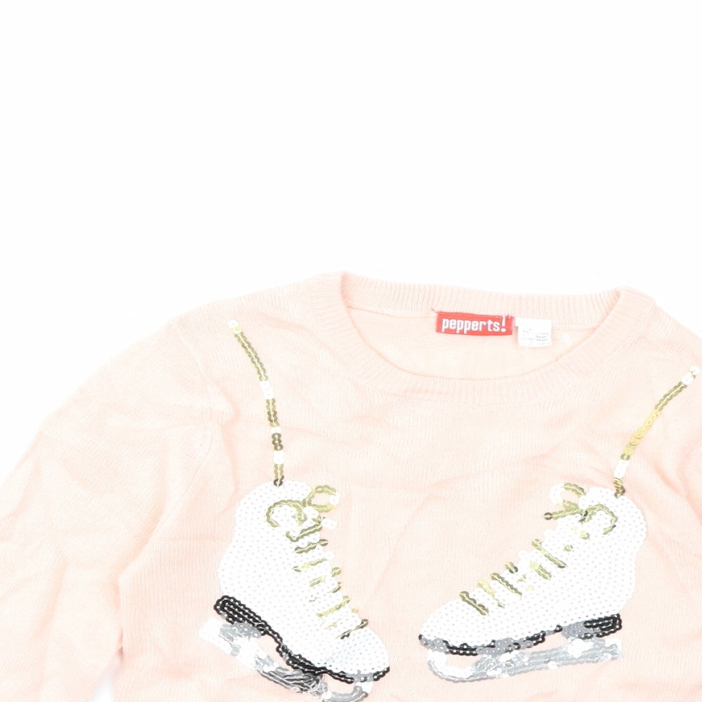 Pepperts! Girls Pink   Pullover Jumper Size 6-7 Years  - Christmas