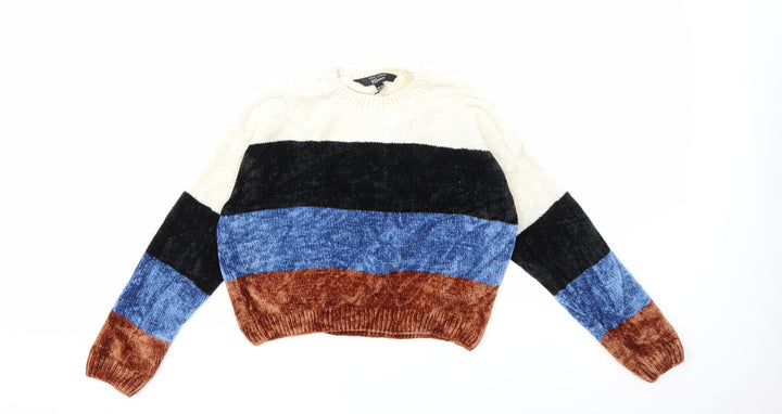 New Look Girls Blue Striped Knit Pullover Jumper Size 14-15 Years