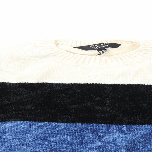 New Look Girls Blue Striped Knit Pullover Jumper Size 14-15 Years