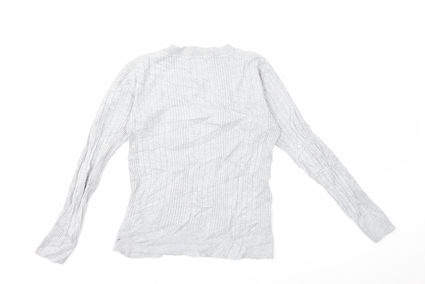 New Look Womens Grey Floral Knit Pullover Jumper Size 12