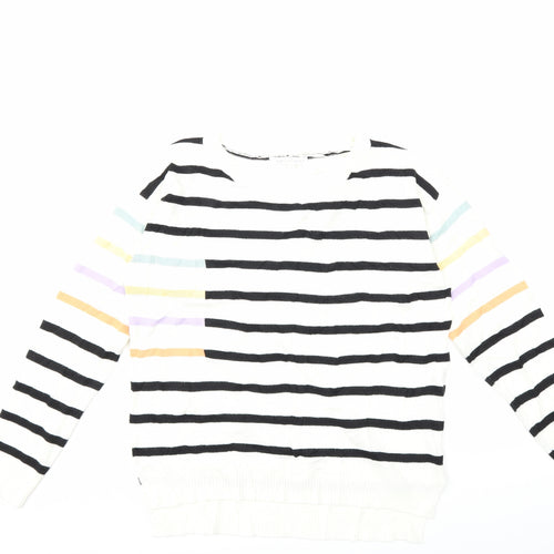 NEXT Womens White Striped Knit Pullover Jumper Size 8