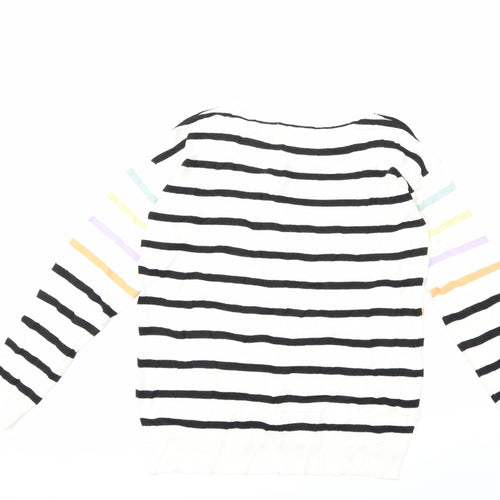 NEXT Womens White Striped Knit Pullover Jumper Size 8