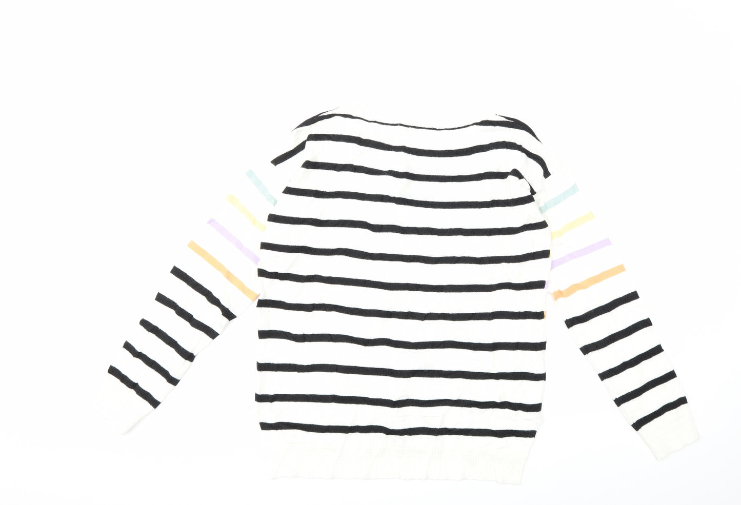 NEXT Womens White Striped Knit Pullover Jumper Size 8