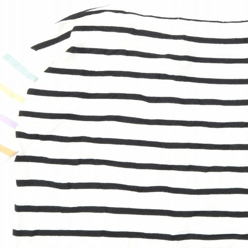 NEXT Womens White Striped Knit Pullover Jumper Size 8