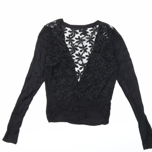 izabel Womens Black  Knit Cardigan Jumper Size 8