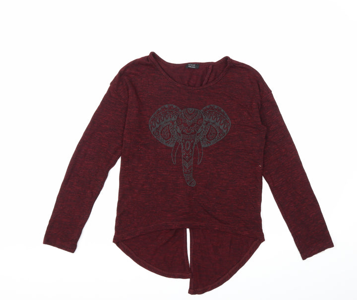 Kylie Girls Red Knit Pullover Jumper Size 13 Years