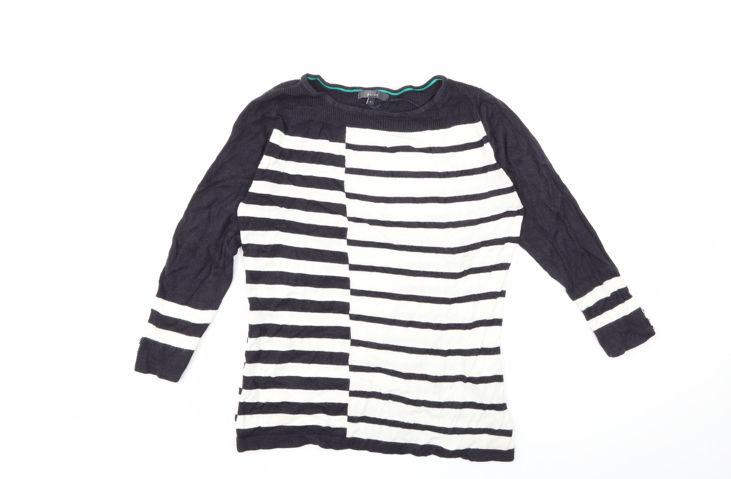 Per Una Womens White Striped Knit Pullover Jumper Size 8