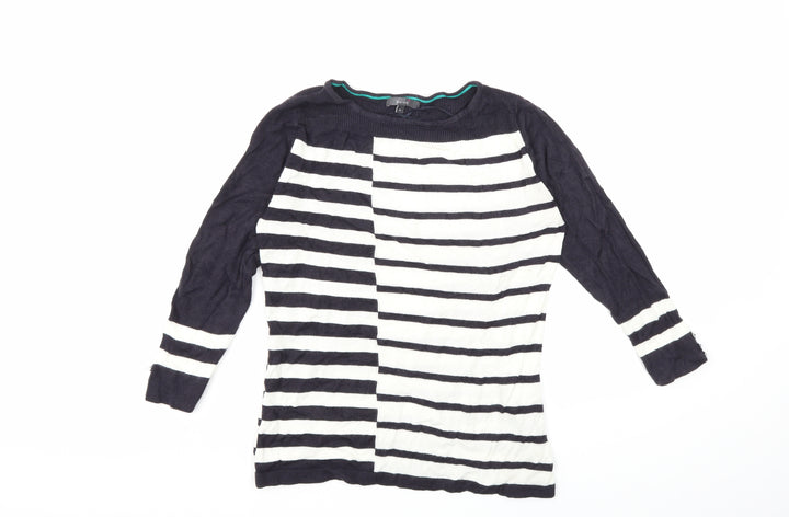 Per Una Womens White Striped Knit Pullover Jumper Size 8