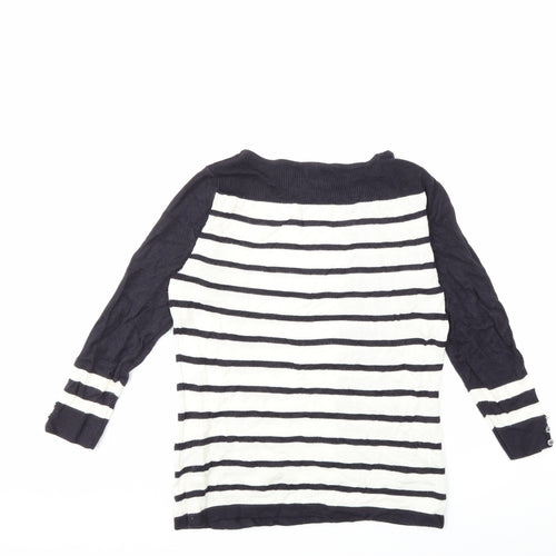 Per Una Womens White Striped Knit Pullover Jumper Size 8