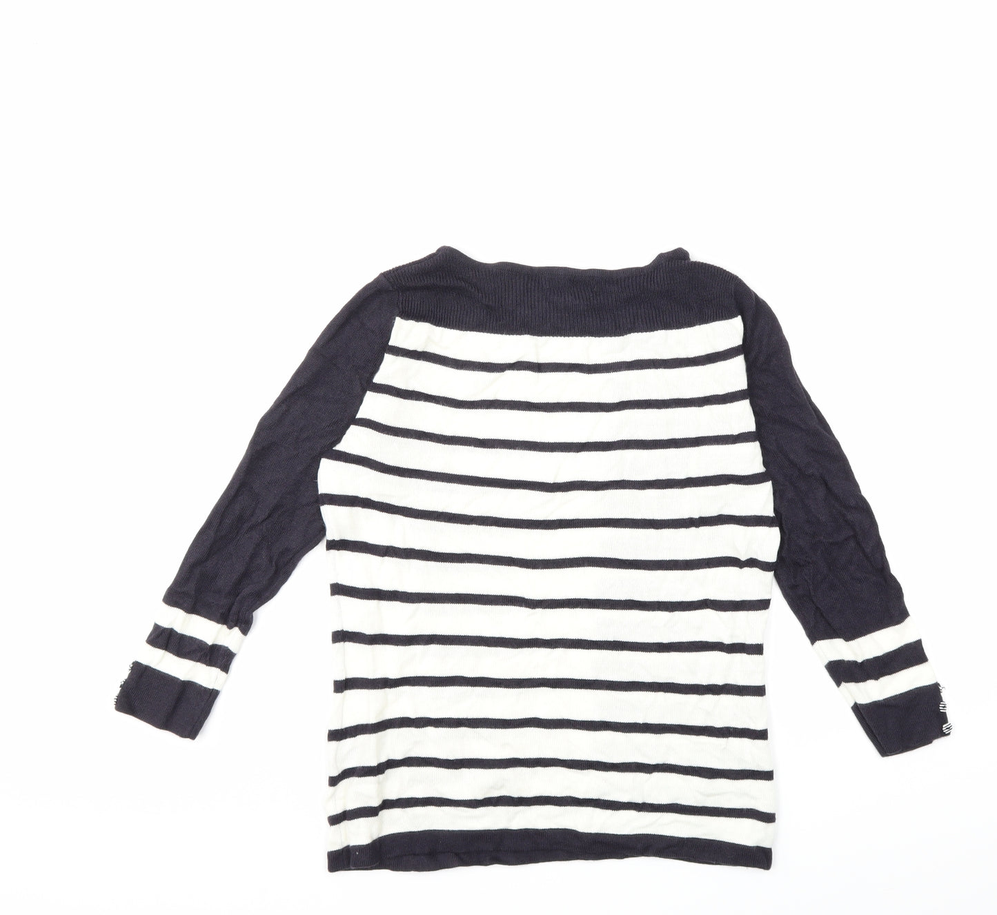 Per Una Womens White Striped Knit Pullover Jumper Size 8
