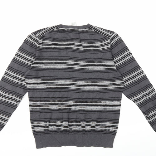 Gap Mens Grey Striped Knit Pullover Jumper Size M