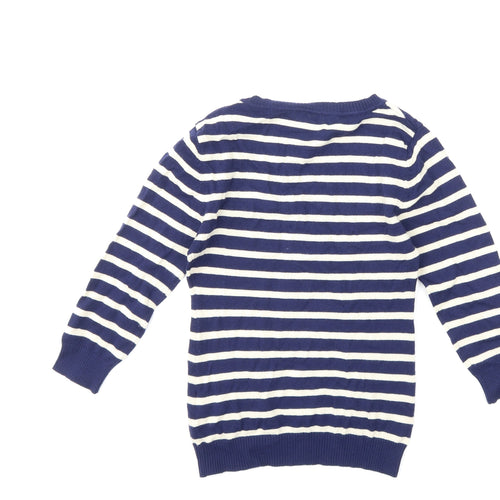 H&M Womens Blue Striped Knit Pullover Jumper Size S
