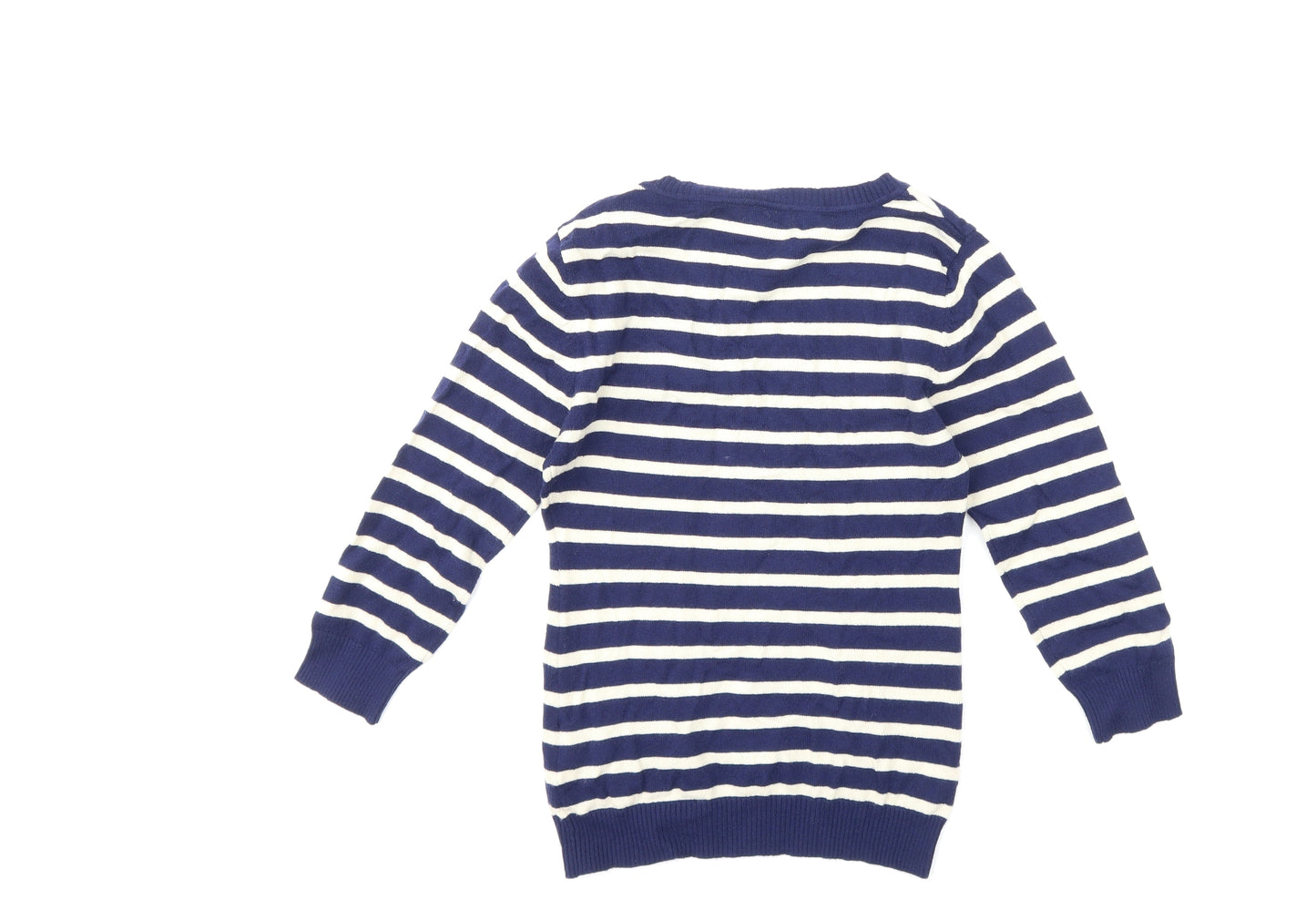 H&M Womens Blue Striped Knit Pullover Jumper Size S