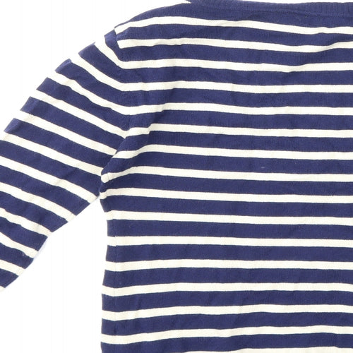 H&M Womens Blue Striped Knit Pullover Jumper Size S