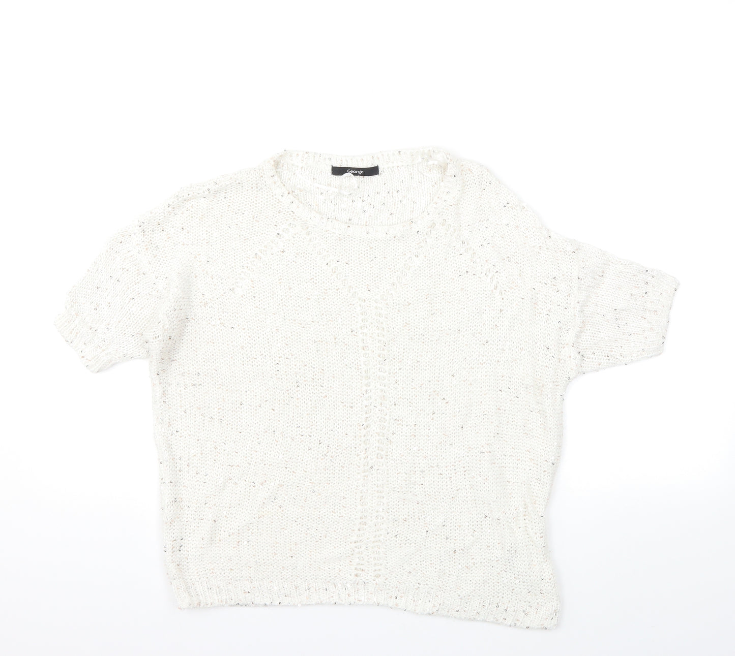 George Womens White  Knit Pullover Jumper Size 12