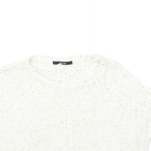 George Womens White  Knit Pullover Jumper Size 12