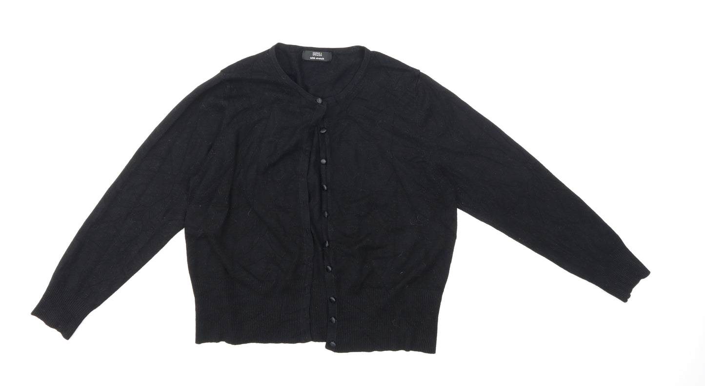 Marks and Spencer Womens Black  Knit Cardigan Jumper Size 18