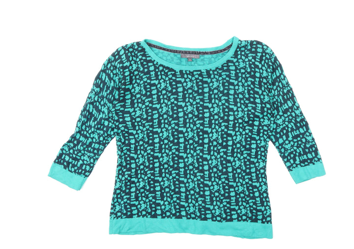 Per Una Womens Green Geometric Knit Pullover Jumper Size 12