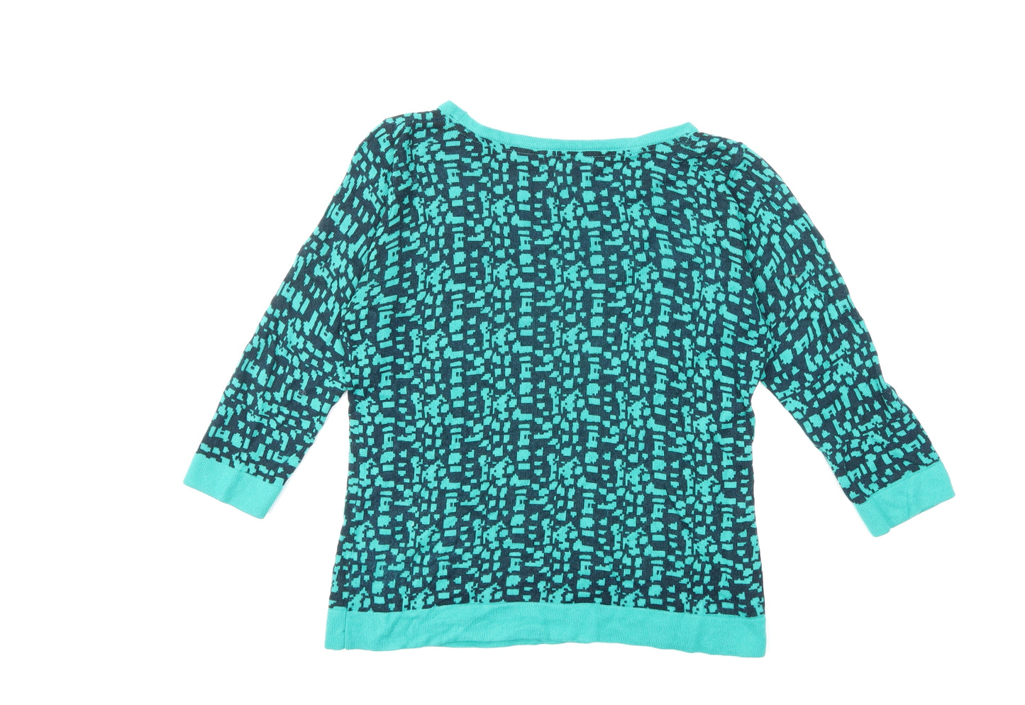 Per Una Womens Green Geometric Knit Pullover Jumper Size 12