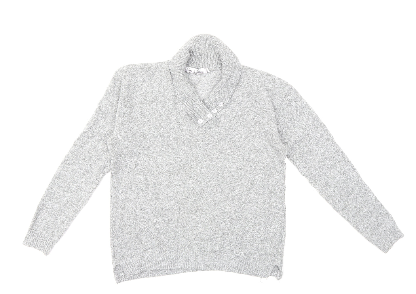 Pure & Natural Womens Grey  Knit Pullover Jumper Size M