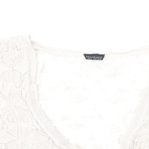 Topshop Womens Beige  Knit Cardigan Jumper Size 14