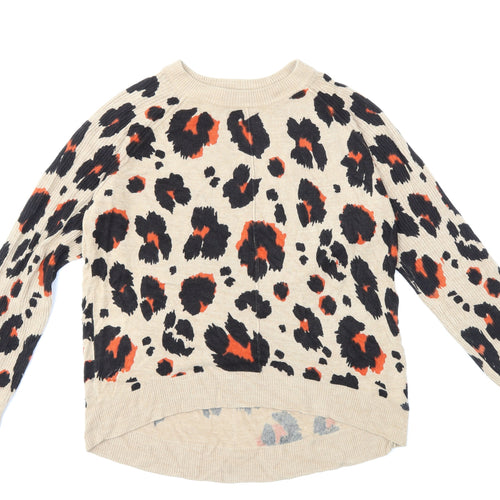 NEXT Womens Beige Animal Print Knit Pullover Jumper Size M