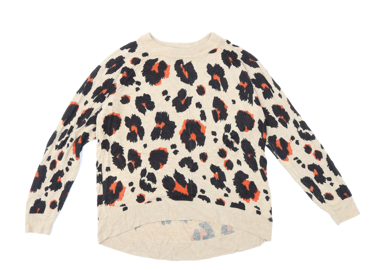 NEXT Womens Beige Animal Print Knit Pullover Jumper Size M