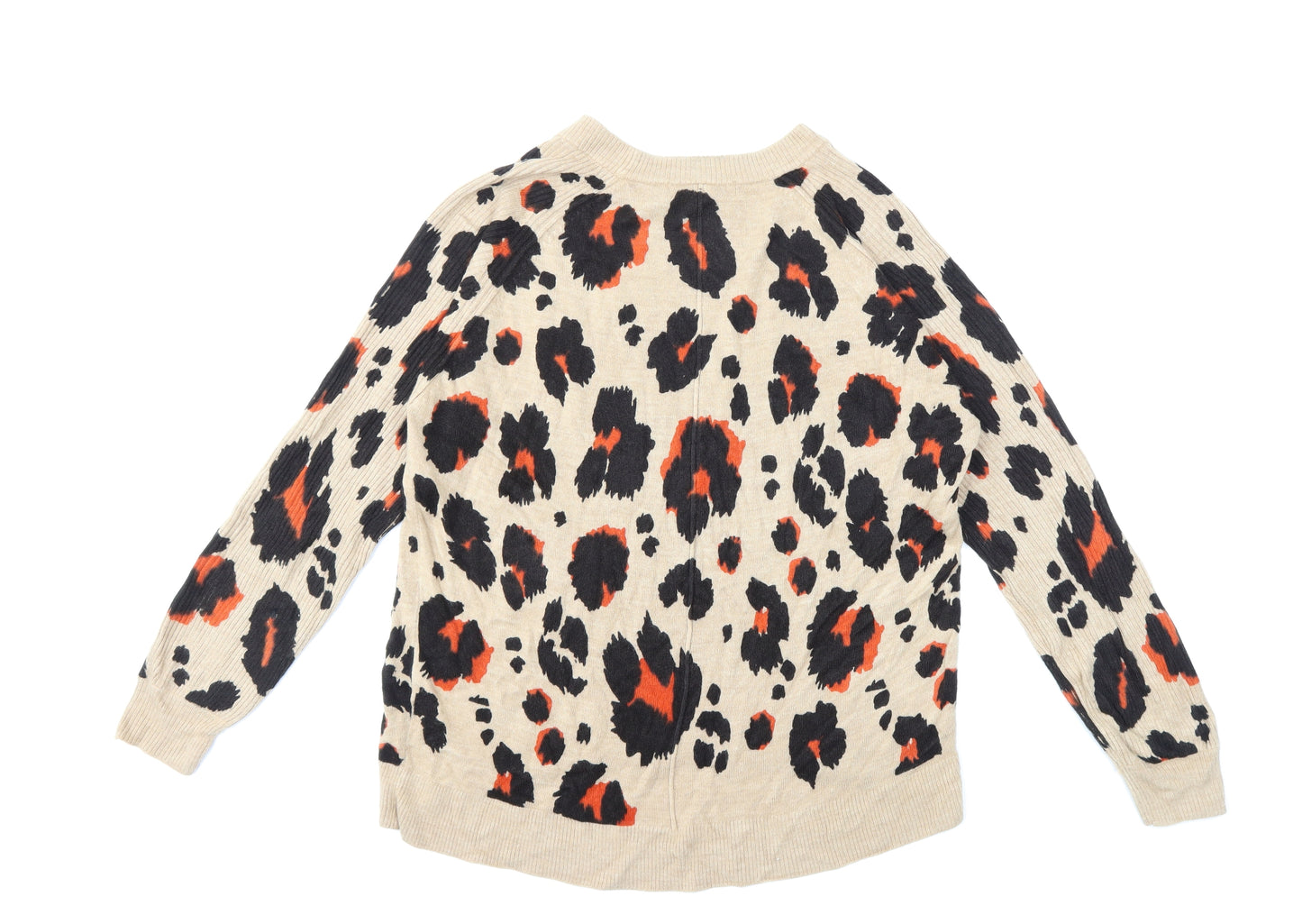 NEXT Womens Beige Animal Print Knit Pullover Jumper Size M