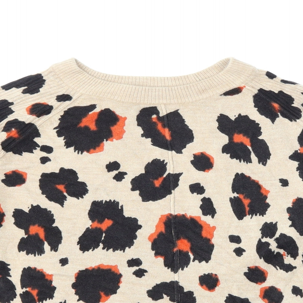 NEXT Womens Beige Animal Print Knit Pullover Jumper Size M