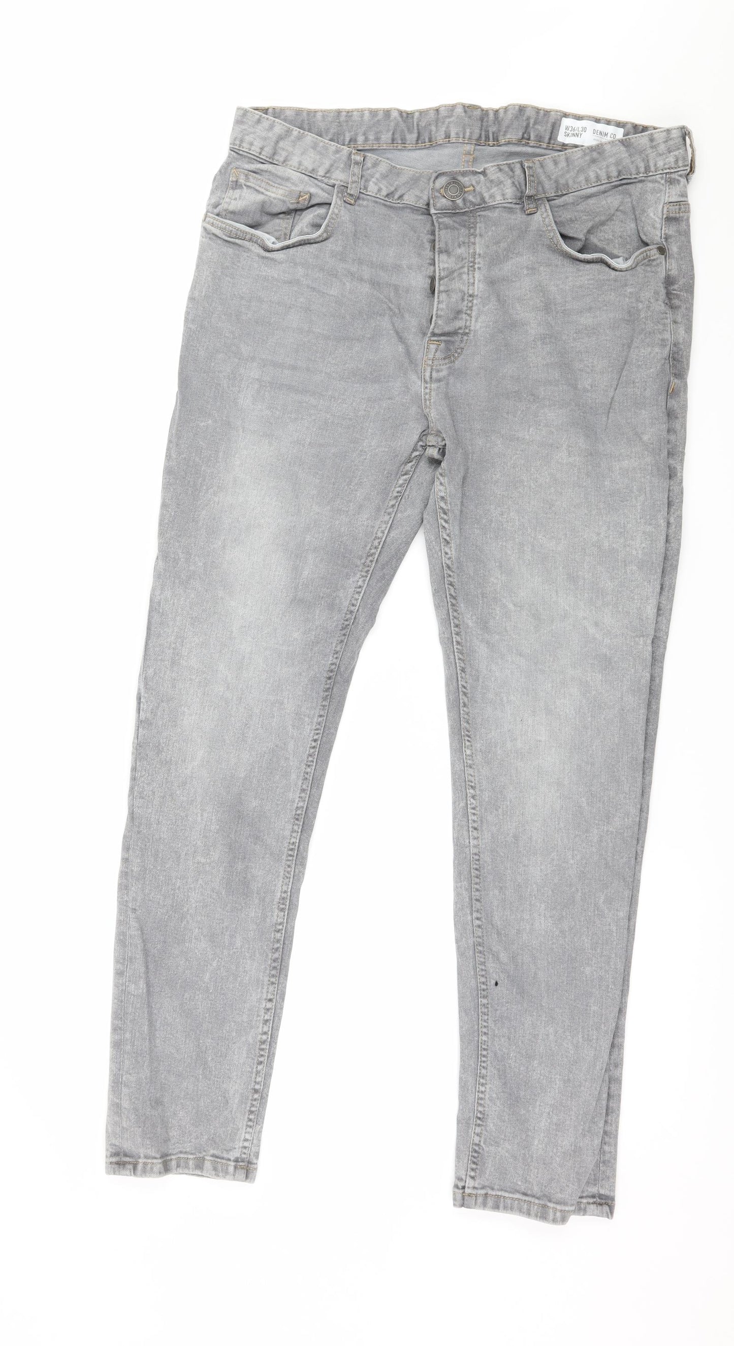 Denim & Co. Mens Grey  Denim Straight Jeans Size 36 in L30 in